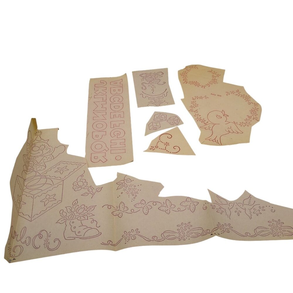 Vintage Nursery Transfer Patterns, MCM Workbasket Iron On Transfers, 1960s Baby